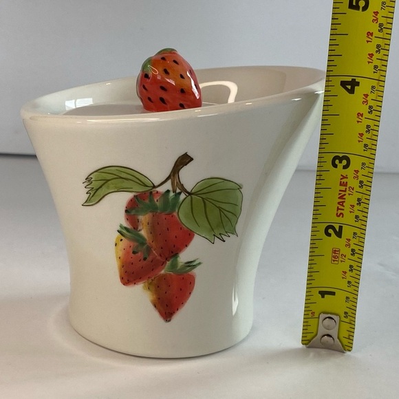 Vintage Strawberry Condiment Jelly Jam Jar With Lid Red Green And White - Picture 7 of 8